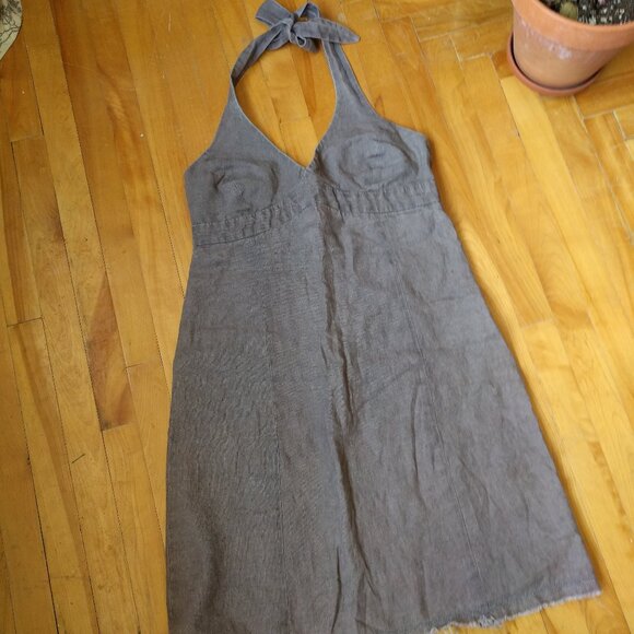 Beautiful MO851 100% Linen Halter Dress - Picture 1 of 8